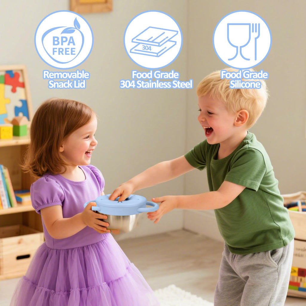 2 Pack 9 oz Spill Proof Stainless Steel Toddler Snack Cups