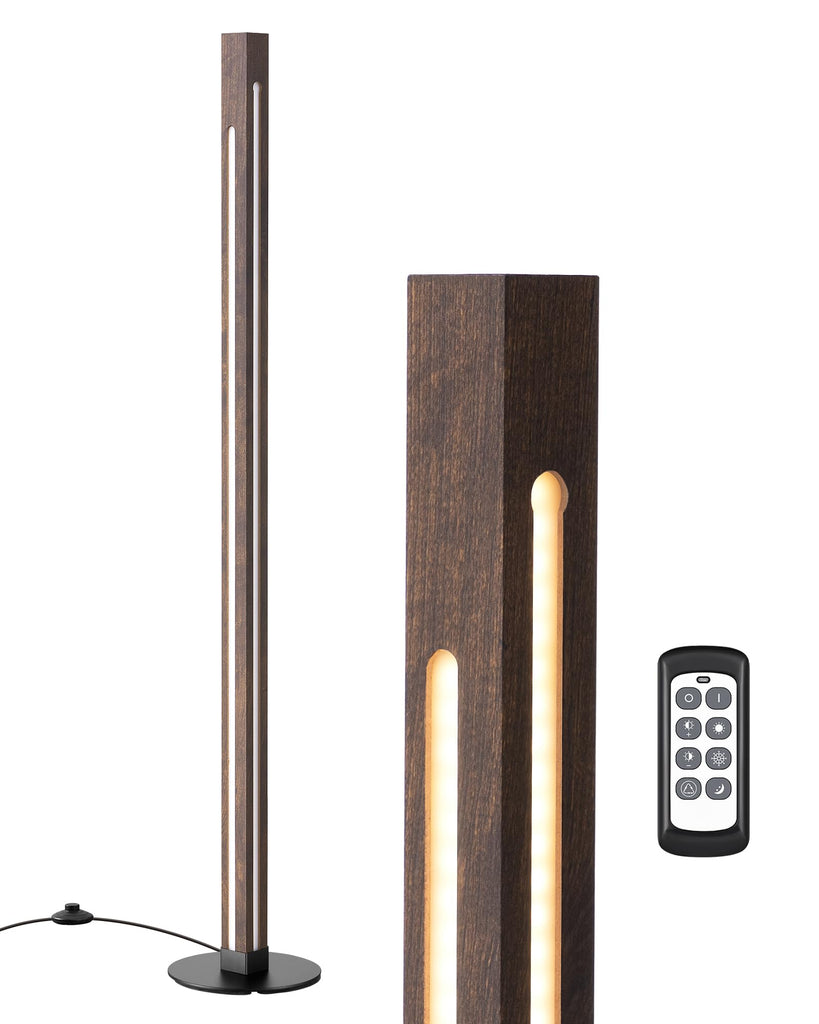 Wooden Corner Lamp with Remote, Dual Lighting, 7CCT & Dimmable