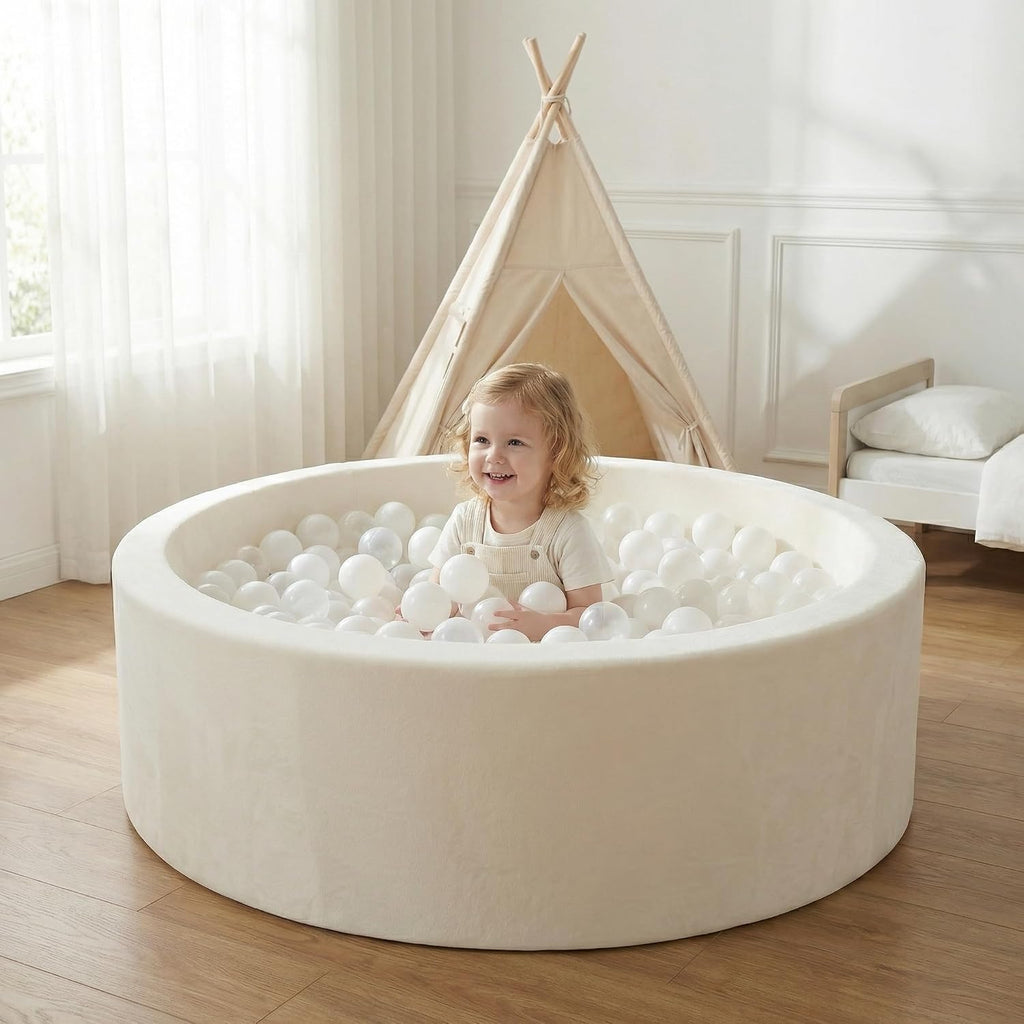Baby Foam Ball Pit, 35.4"x 11.8" Ball Pits for Toddlers Apricot Yellow