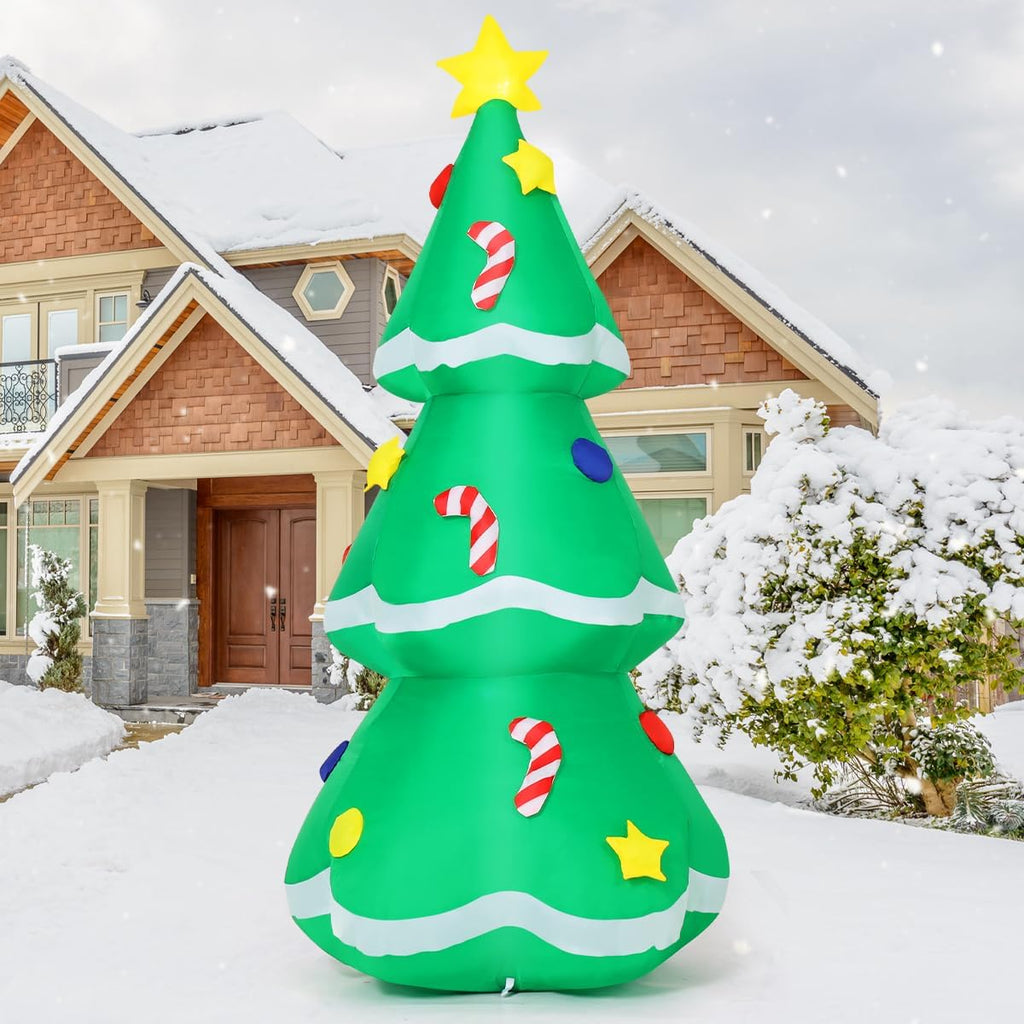 10.5 FT Christmas Inflatables Tree with Built-in Music Box & LEDs Outdoor Decorations Blow Up Tree Yard Decoration
