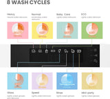 Portable Mini Dishwasher, Countertop, 6 Place Settings, with 8 Washing Programs, Speed, Baby-Care, ECO& Glass