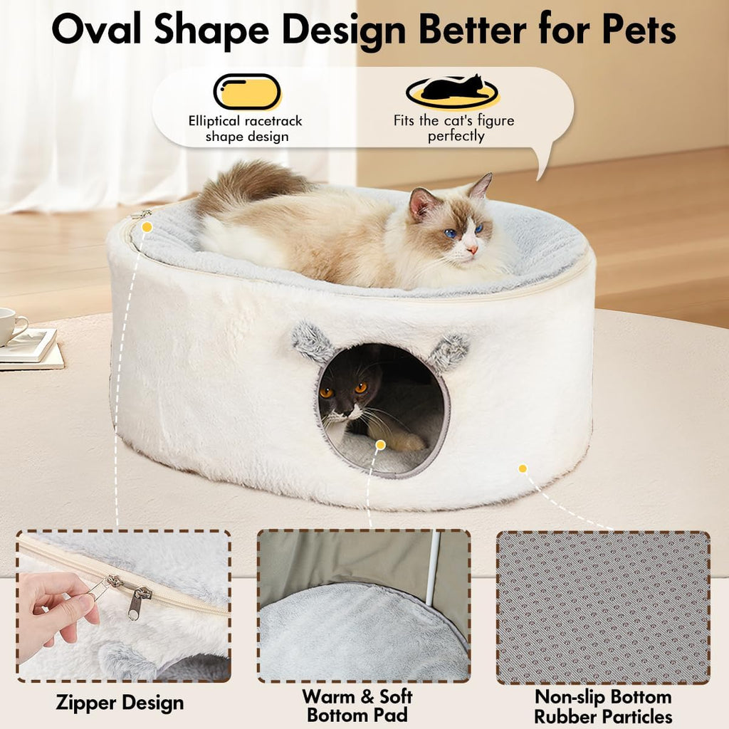 Enclosed Cat House for Indoor Cats, Pet Cave with Washable Cover