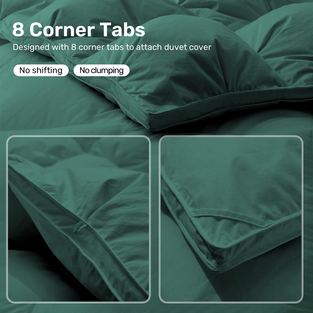 King Size Goose Feather Down Fiber Comforter Duvet Insert, Green