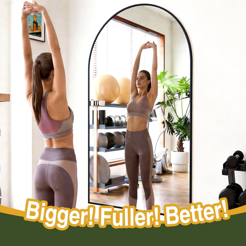Arched Full Length Mirror, 44"x72" Oversized Floor Mirror Freestanding, Large Full Body Mirror Living Room, Tempered