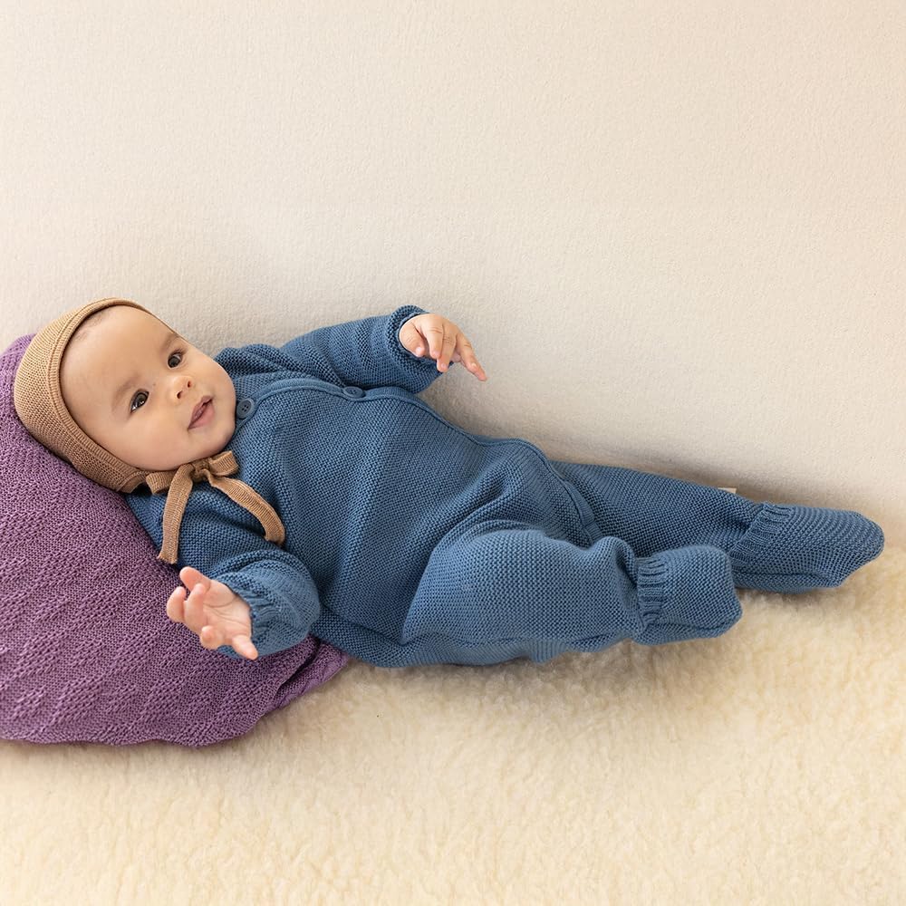 Merino Wool Baby Coverall, Knit Long Sleeve Jumpsuit Romper