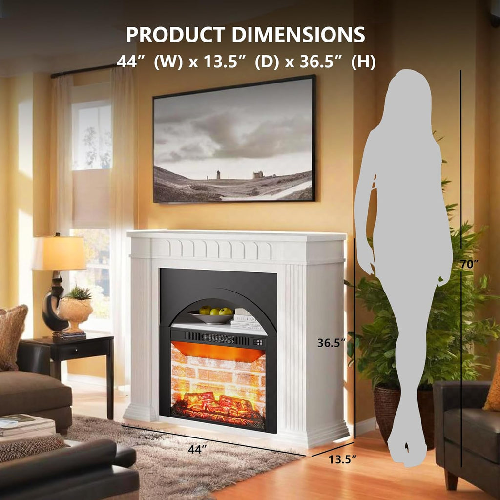 44" Electric Fireplace Mantel, TV Stand with Freestanding Electric Fireplace