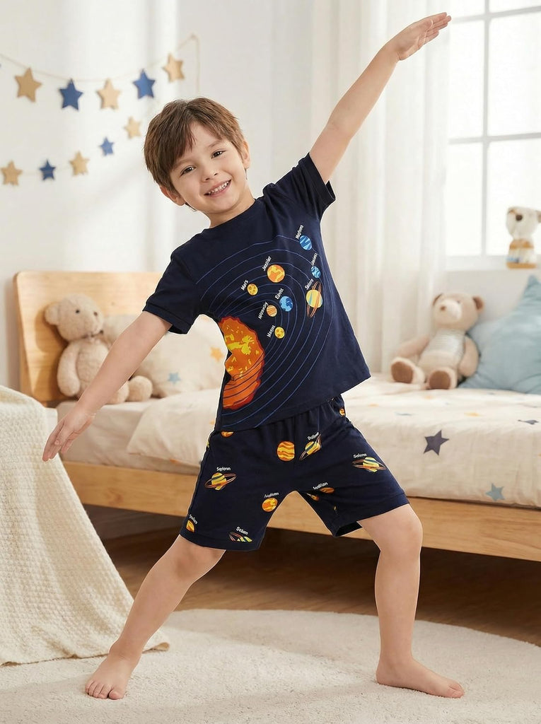 Boys Pajamas 100% Cotton Toddler 2 Piece Short Sleeve Pjs Kids Summer Sleepwear Clothes Set