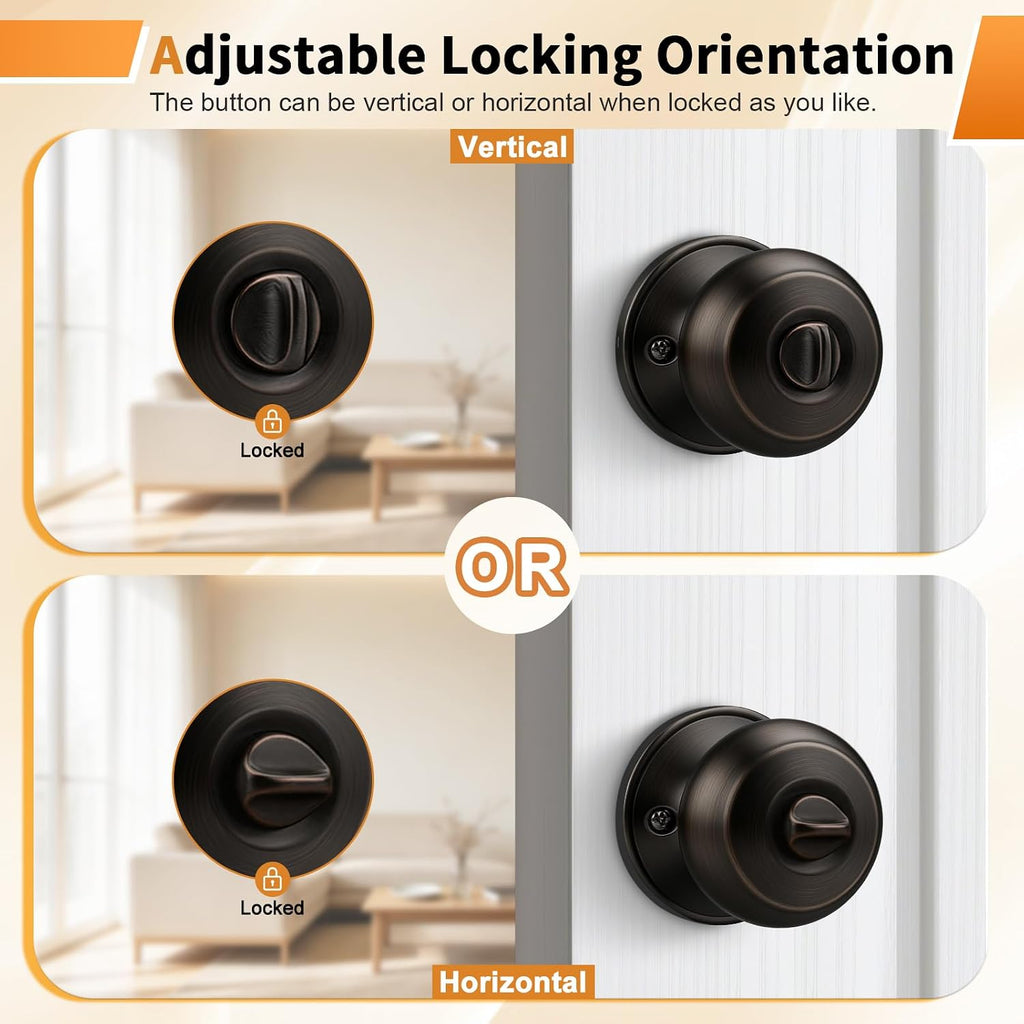 Privacy Door Knob Bed Bathroom Interior Door Handle Lock Oil Rubbed Bronze