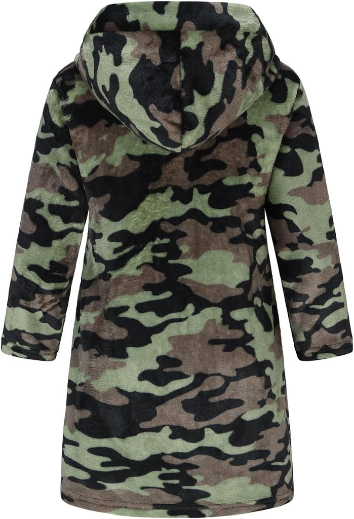 Boys Fleece Robe Hooded Toddler Soft Bathrobe Pajamas Sleepwear for Kids Girls