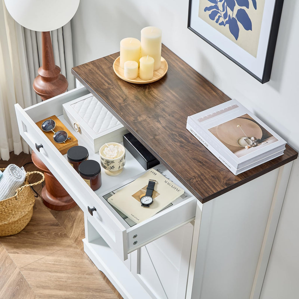 Shoe Cabinet with Drawer, Shoe Storage Cabinet with Doors, White