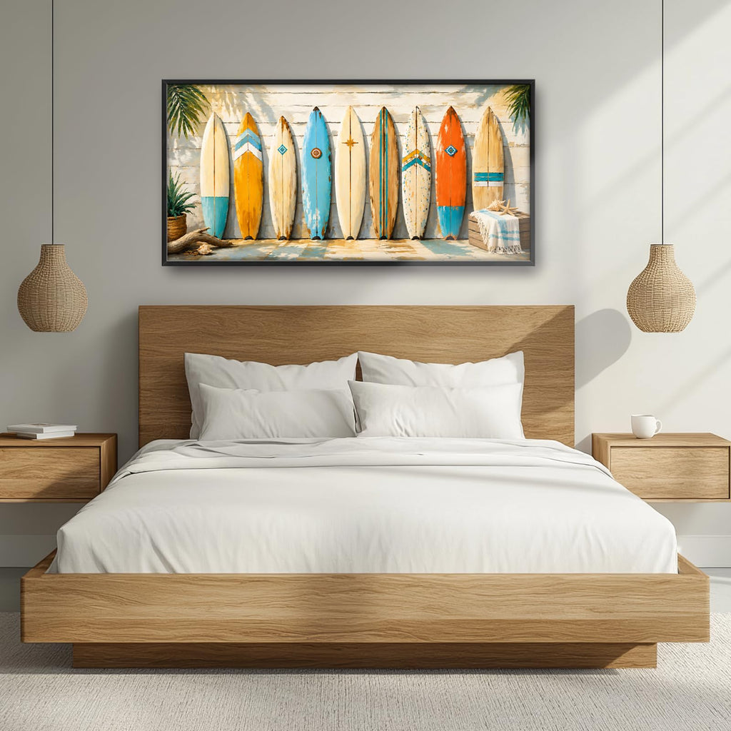 Large Surfboard Wall Art Coastal Beach Surfing Wall Decor 60"L x 30"W