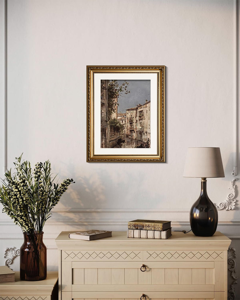 Vintage Gold Framed Architecture Wall, Bedroom Bathroom Living Room Venice City Picture Room Decor, Canvas Prints