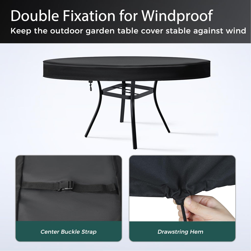 Outdoor Table Covers Waterproof Round 48" Dia, Black