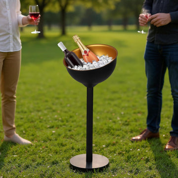 Stainless-Steel Beverage Tub, 12L/3Gallon Champagne Ice Bucket with Stand, Wine Chiller Bucket for Wedding KTV Club