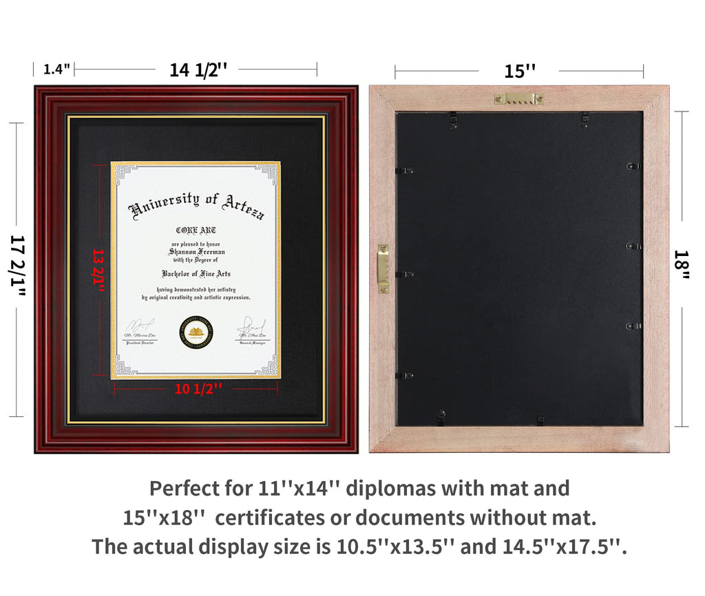 15x18 Diploma Frame, Cherry Red, Black Mat for 11x14