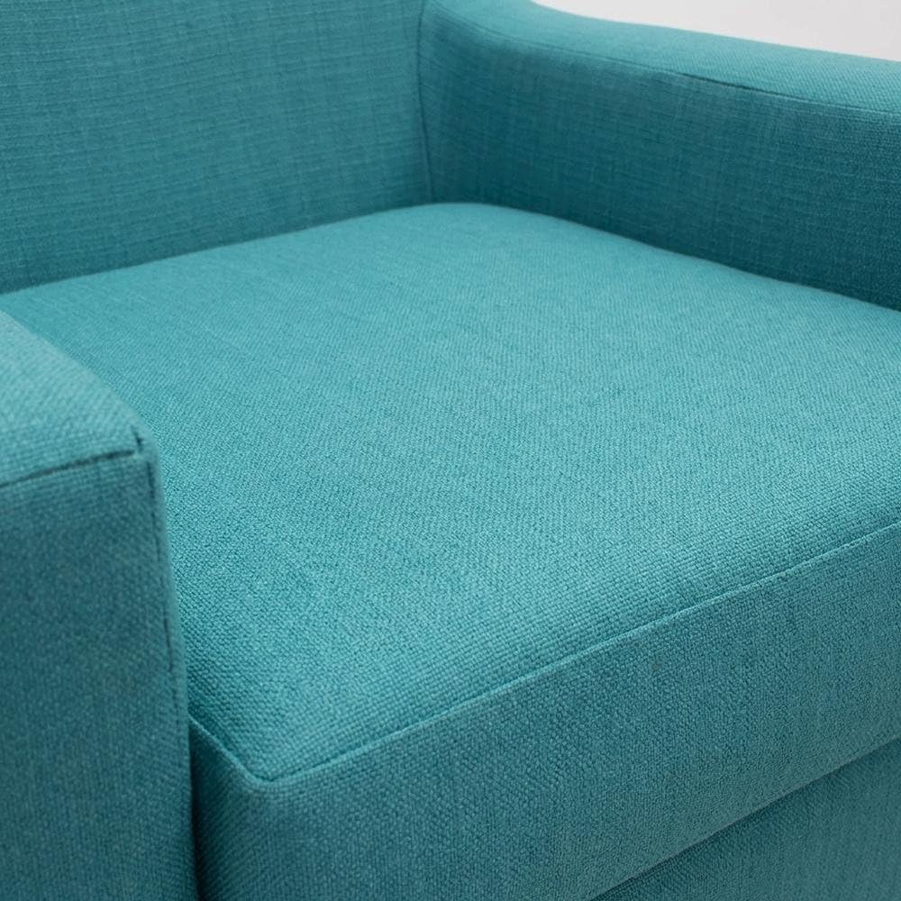 Emma Arm Chair with Wooden Legs, Modern Accent Lounge Chair Bedroom, Comfortable Armchair, Peacock, Klein Fabric
