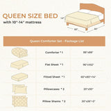 Sasttie Queen Comforter Set, 7-Piece Bed in a Bag, Pintuck Bedding Sets for All Season, Includes Comforter, Flat Sheet