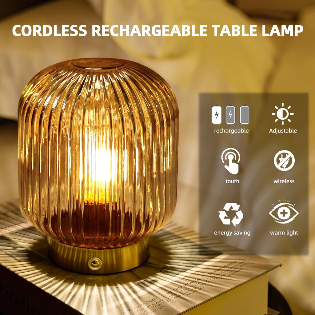 Rechargeable Table Lamp,Cordless Lamp with Memory Function,Amber