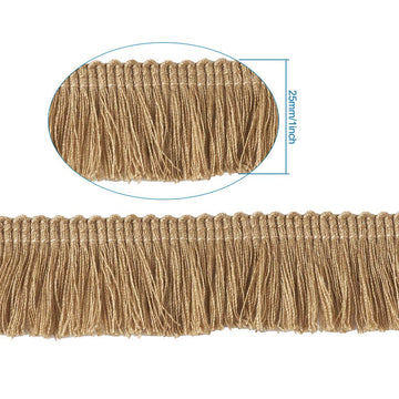 MegaPet Polyester Fringe Tassel Lace Trim 1 Inch x 82 Feet Chainette Fringe Fibre Trim Tan for Sewing Quilting