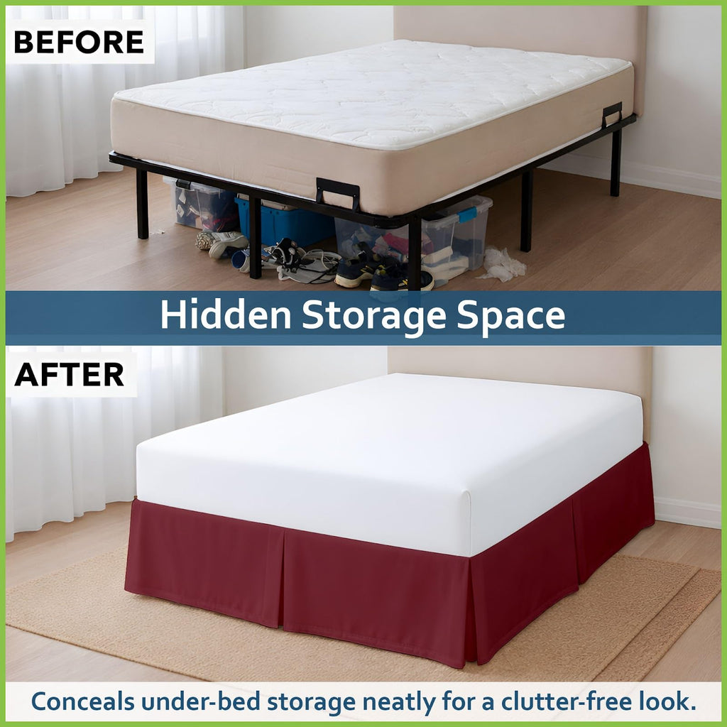 Box Pleated Styling Dust Ruffled Easy Fit Tailored Drop, Luxury Bedding Wrinkle, Fade, Stain Resistant 1800