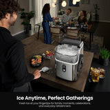 Nugget Ice Makers Countertop,Portable Ice Machine with Crushed Ice, 35lbs/Day,Self-Cleaning,One-Click Operation