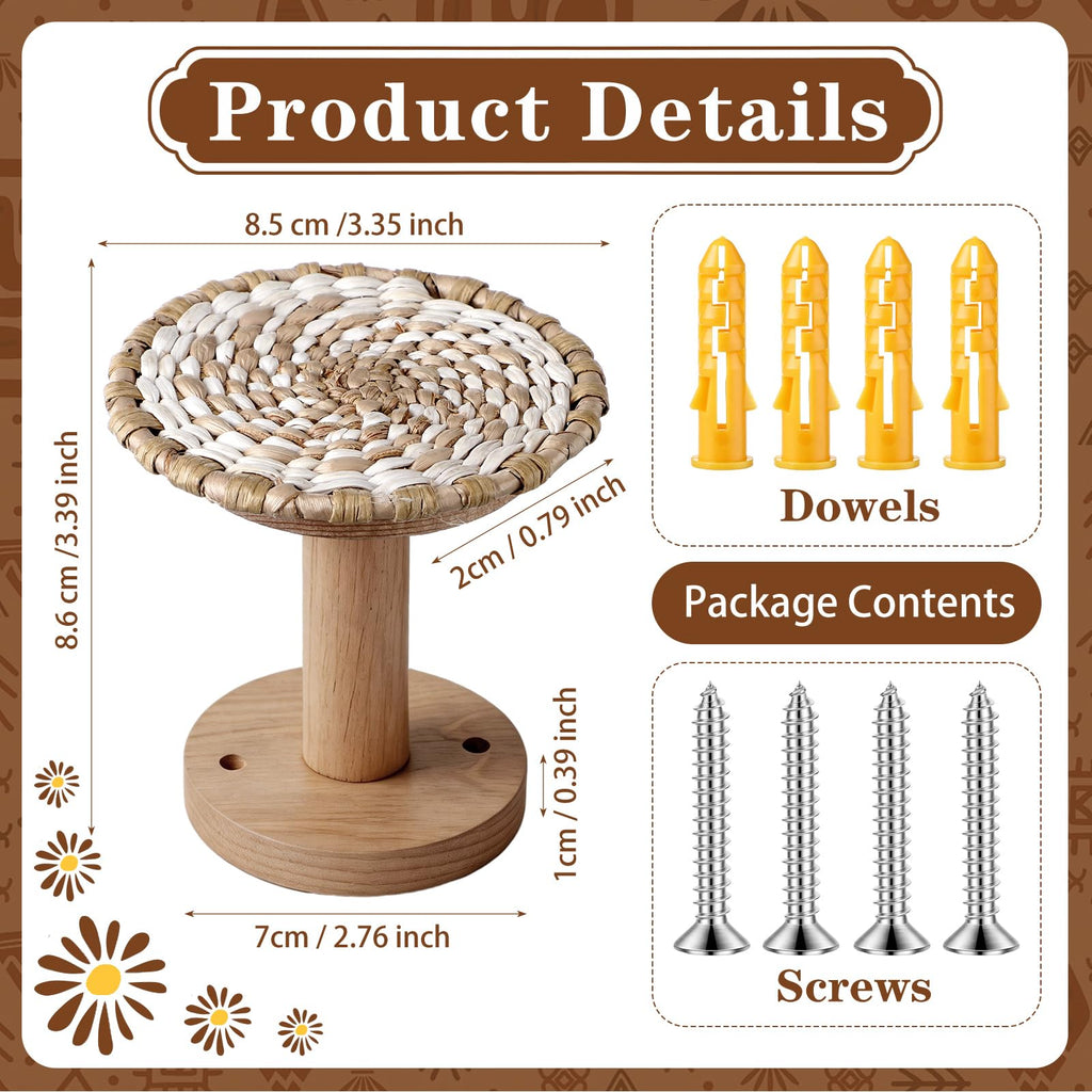 Boho Curtain Holdbacks Rattan Tiebacks, Round White - 2 Pack