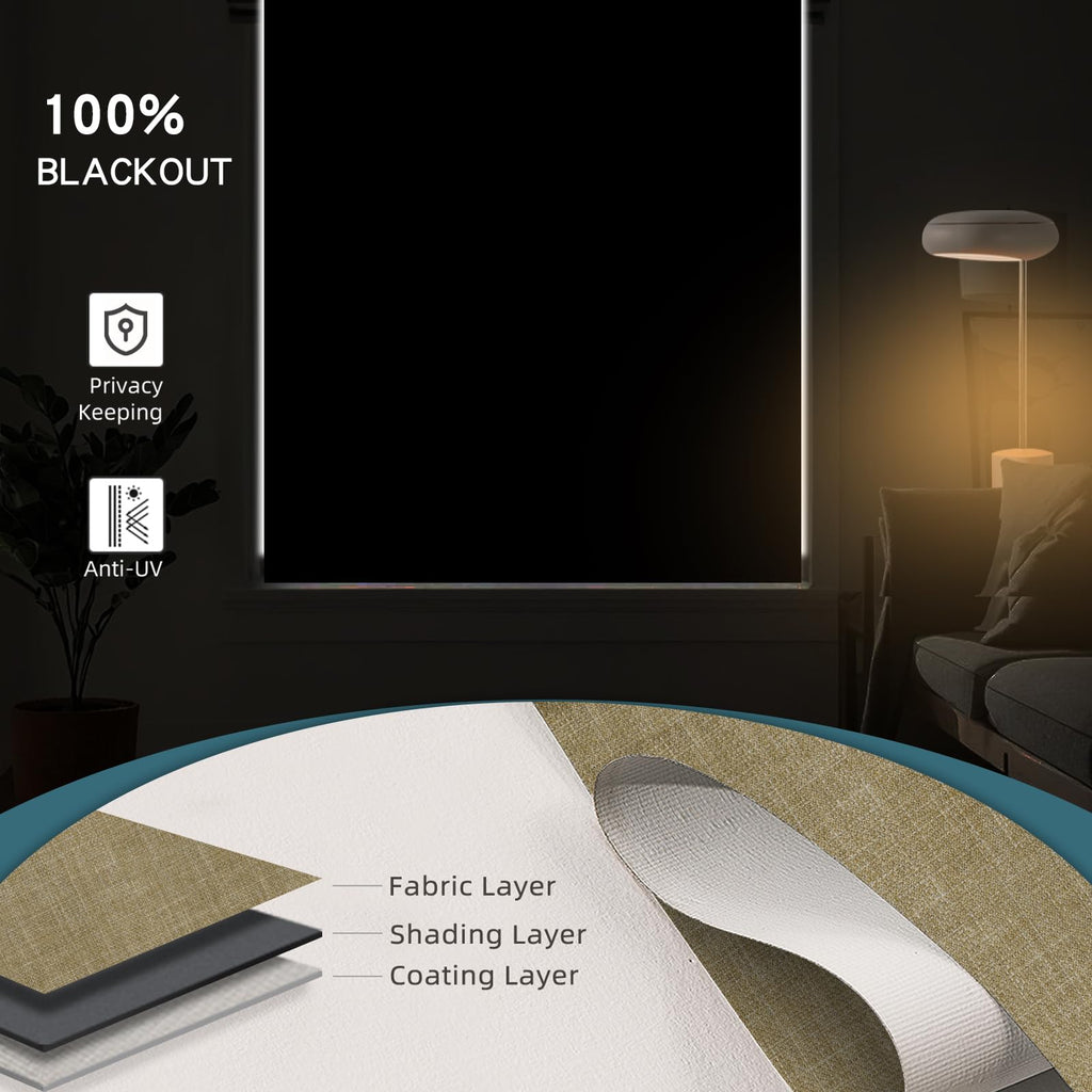 Motorized Roller Shades, 100% Blackout, Gentle Wheat