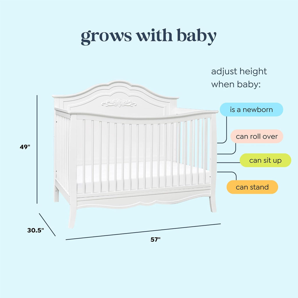 Fiona 4-in-1 Convertible Crib in White, Greenguard Gold Certified