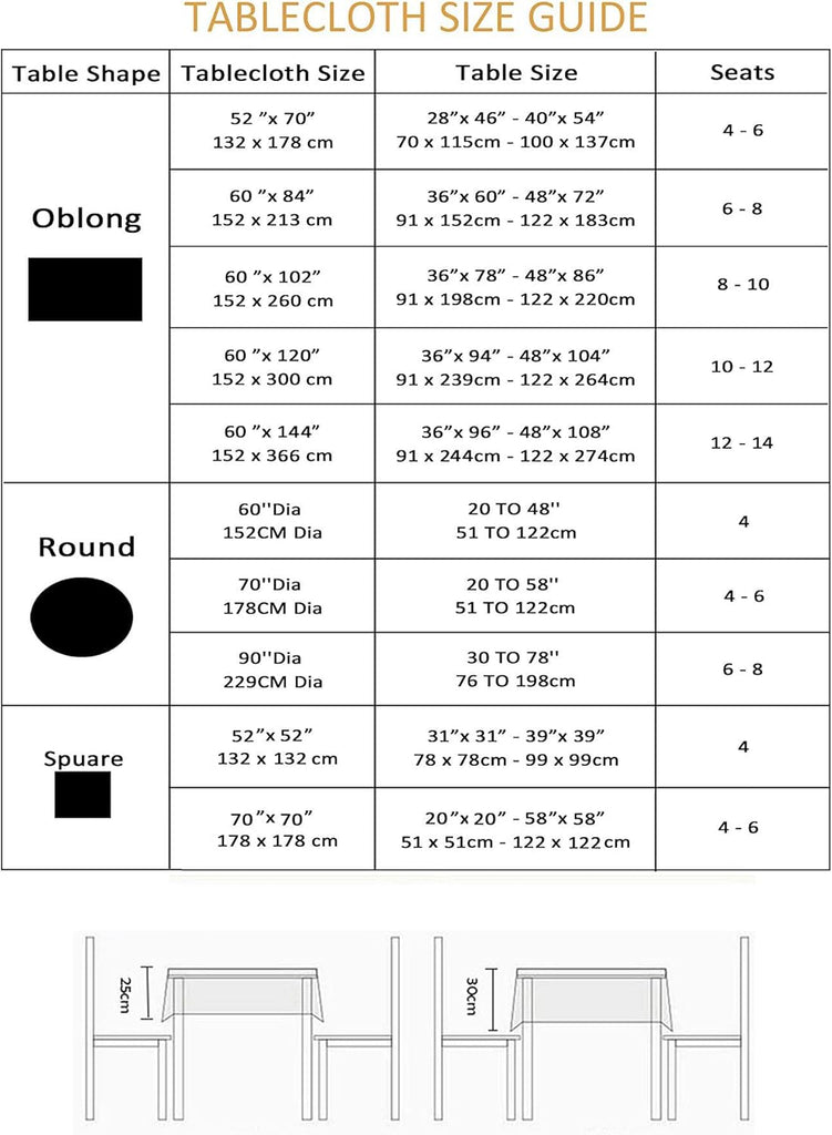 Heavy Duty Fabric Tablecloth with White Lace-Waterproof/Wrinkle Free/Stain Resistant/Oil Proof-for D