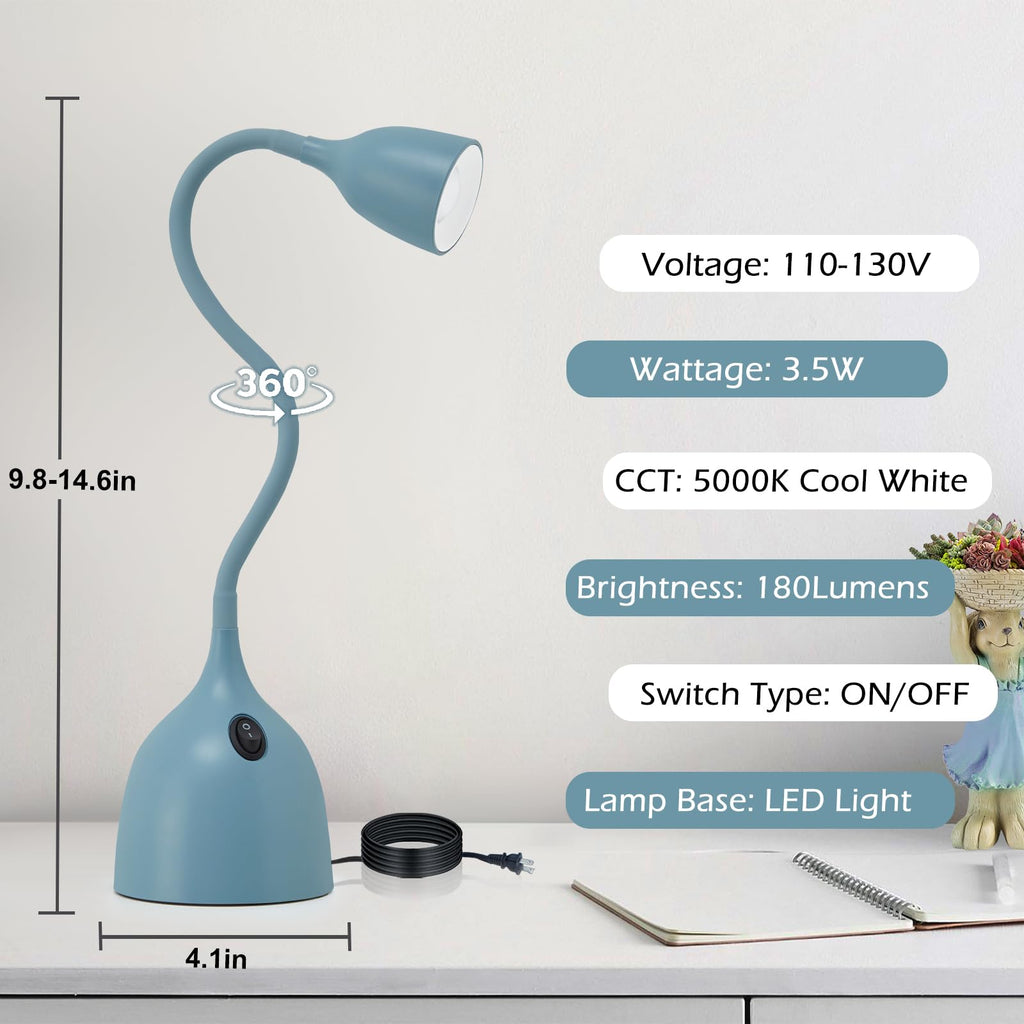 Desk Lamp for College Dorm Room - LED Reading Light, Blue