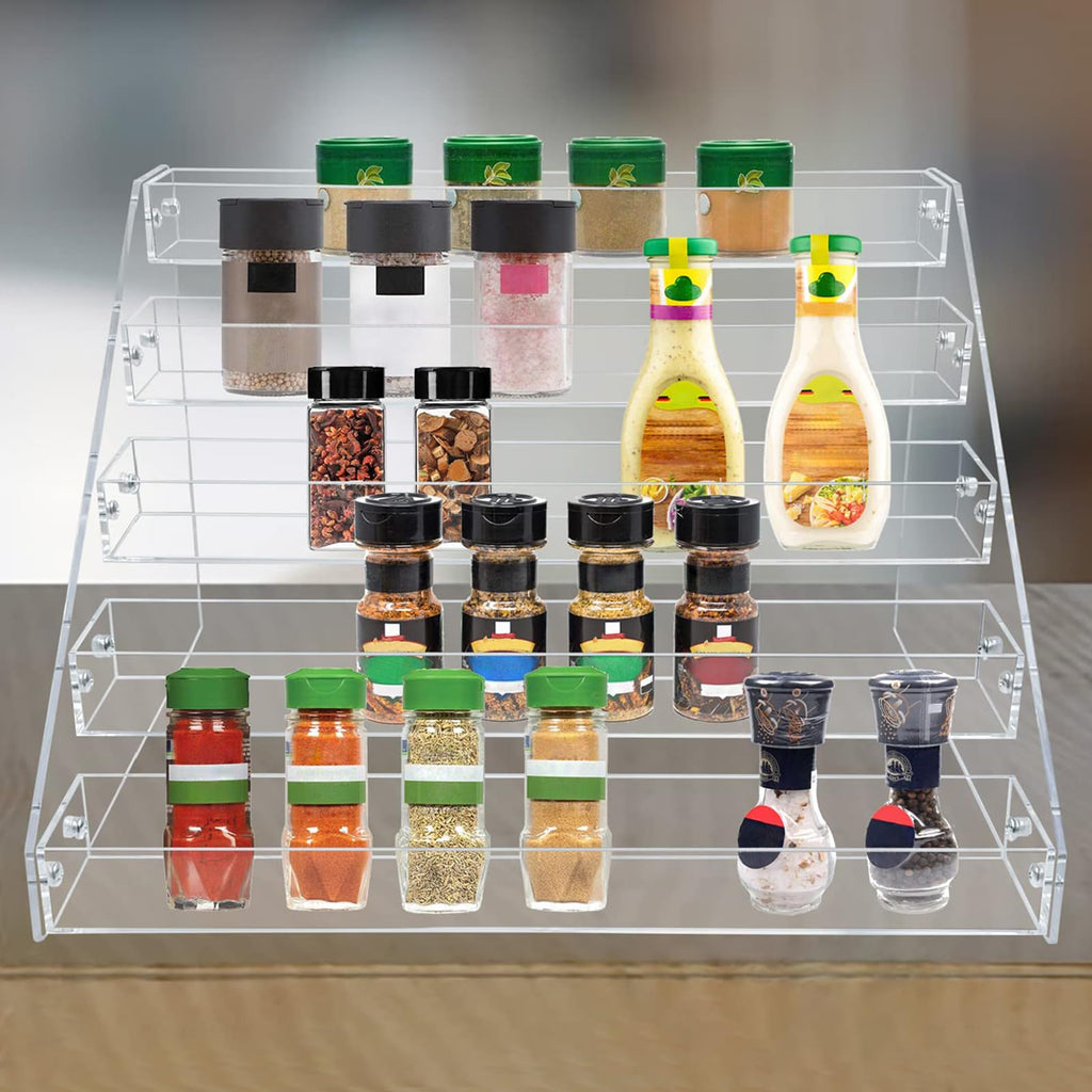 Clear Acrylic Spice Rack for Countertops- 5 Tier