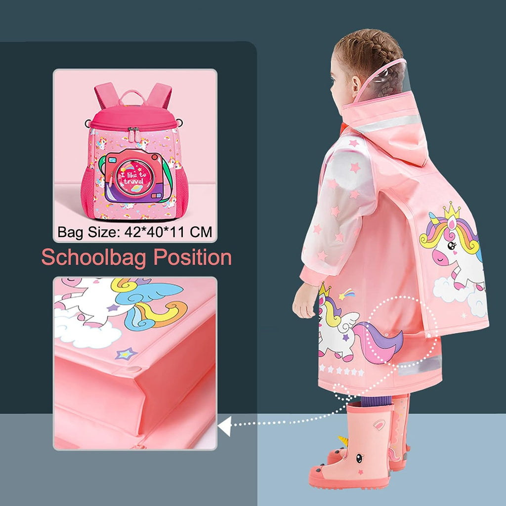 Kids Raincoats For Girls Boys Waterproof Rain Jacket Cartoon Unicorn Children Toddler Rain Wear Children Rain Poncho