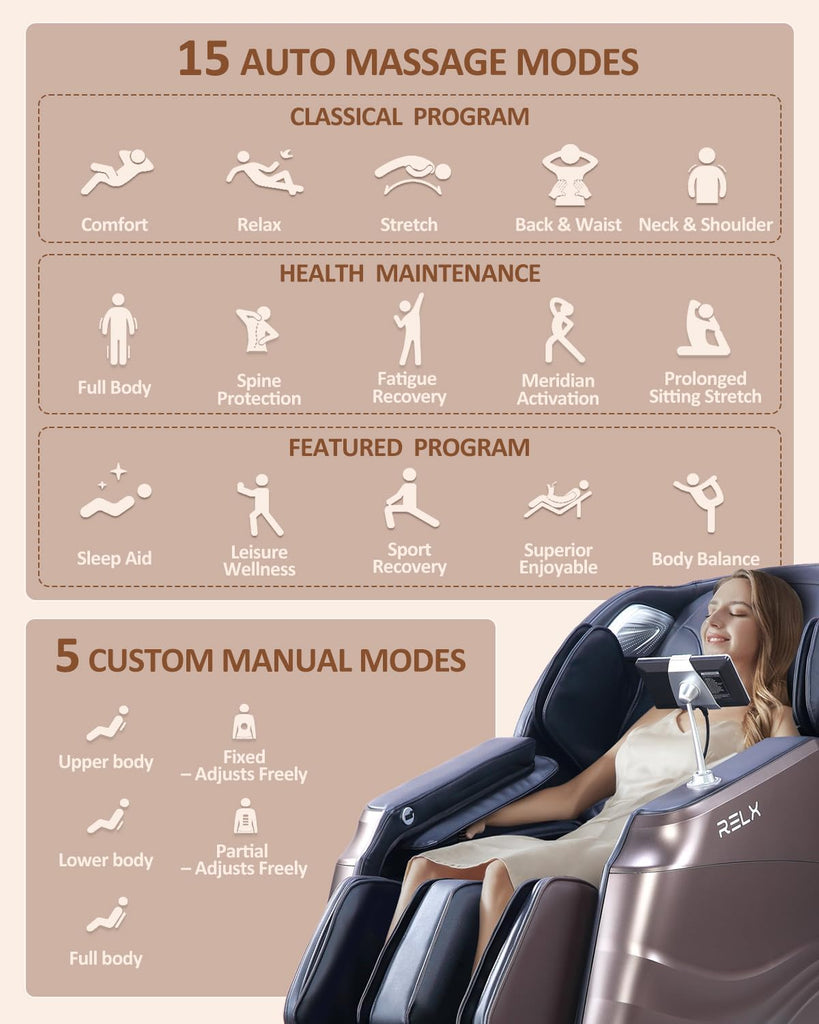 2026 Massage Chair Full Body, Body Scan, Zero Gravity Recliner, Brown | 20-Mode Shiatsu Massage Chair with SL-Track