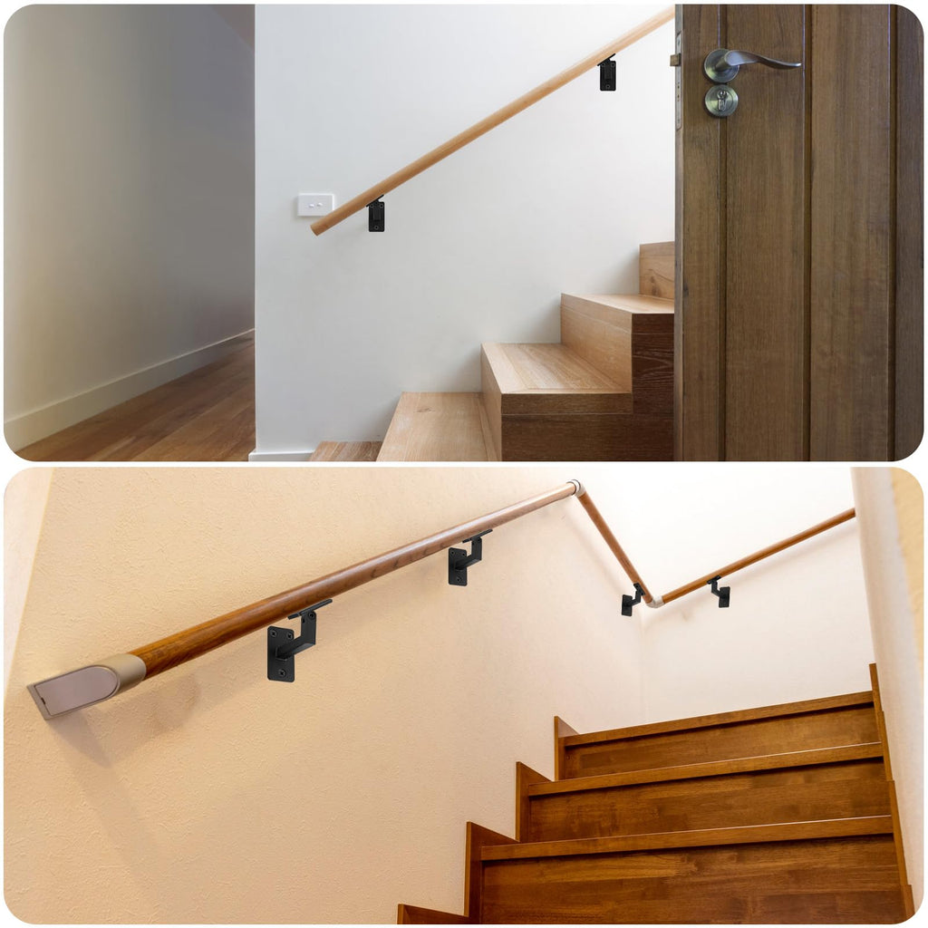 Adjustable Handrail Bracket, 3" Heavy Duty Swivel Hand Rail Bracket for Stair Railing Staircase, Matte Black (8 Pack)