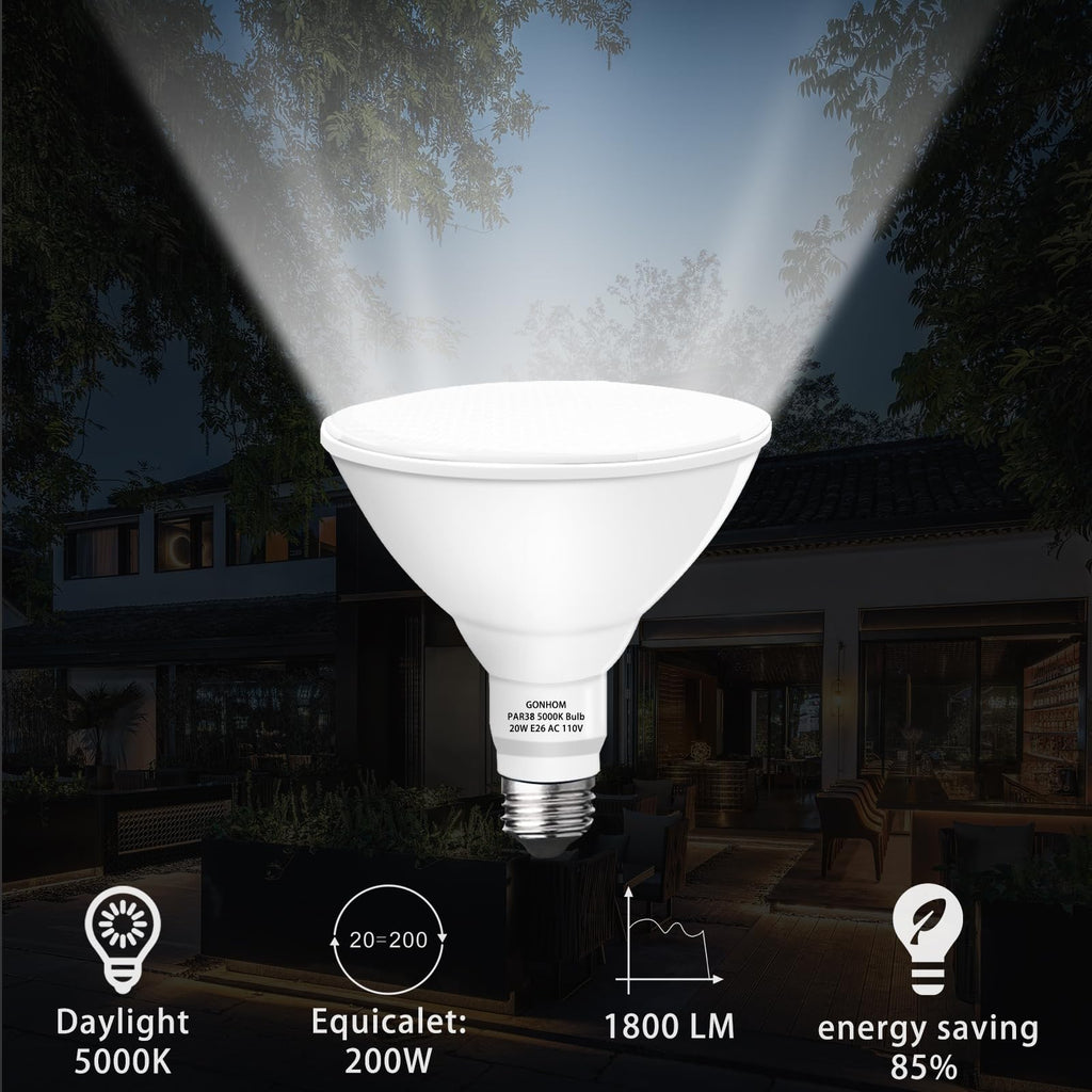 Par38 led Flood Lights Outdoor Light Bulb, Dimmable, 20W Replace up to 200W, Outdoor Flood Light Bulbs for