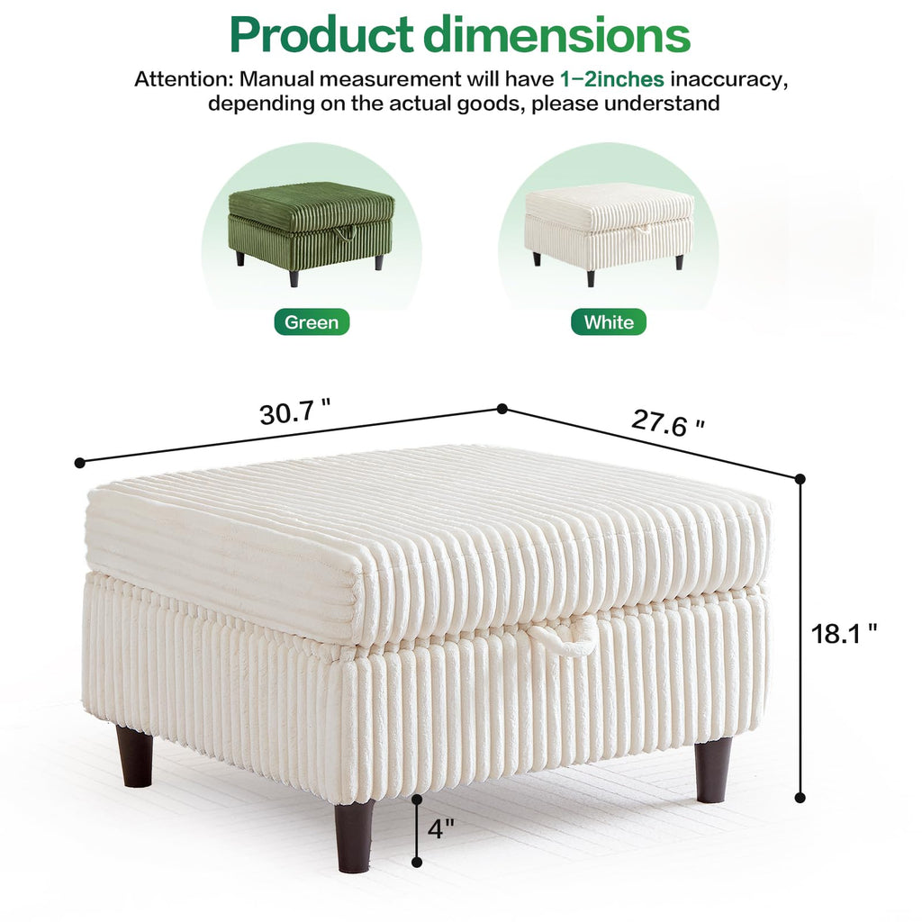 Modern Ottoman with Storage for Modular Sectional Sofa, Beige