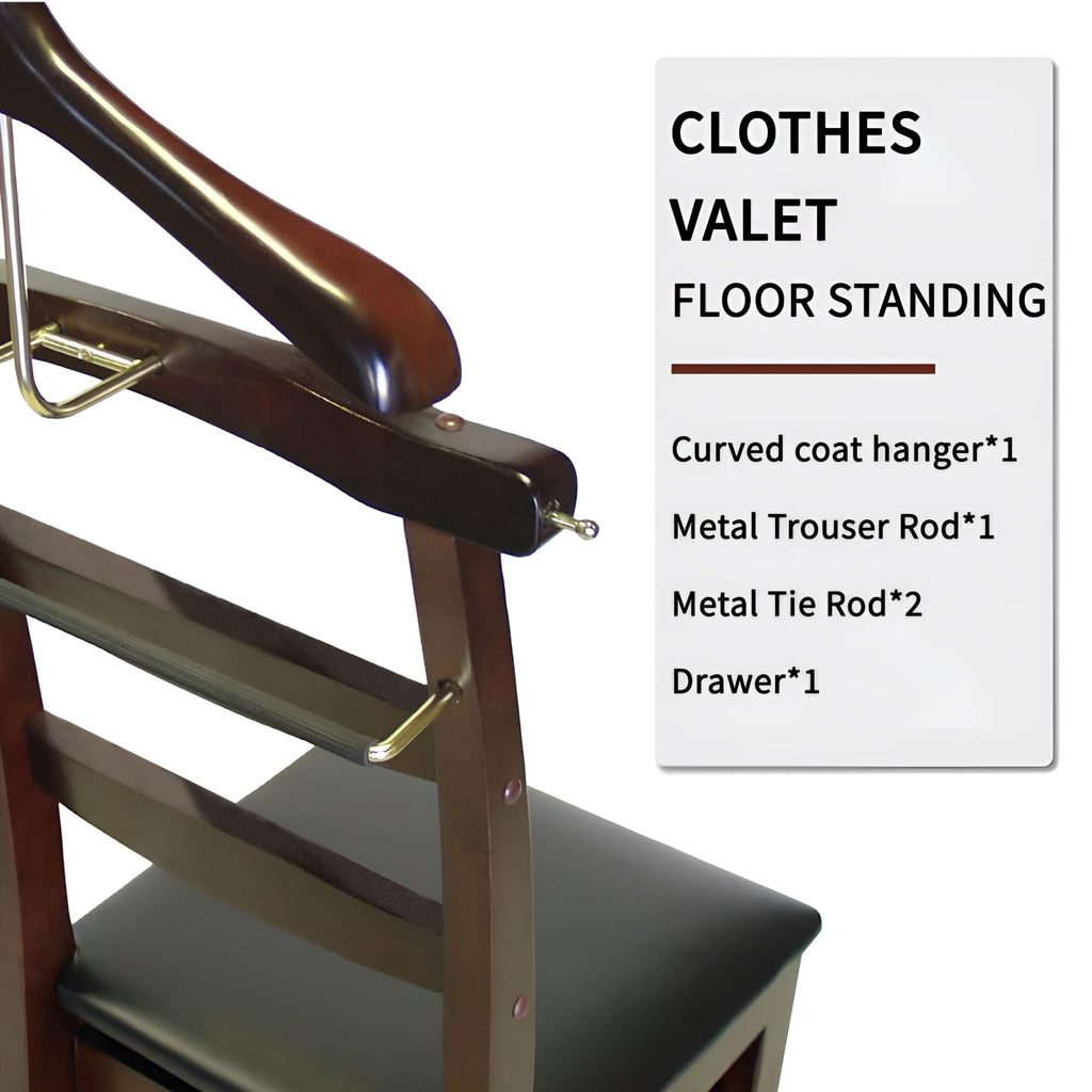 Suit Valet Stands For Men With Drawer Wooden Chair Valet Stand Freestanding Valet Stand for Women With Trouser Bar