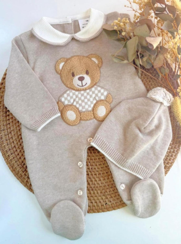 Knit Newborn Boy Camel Cloth Set, Coming Home Infant Knit Outfit 2 pieces