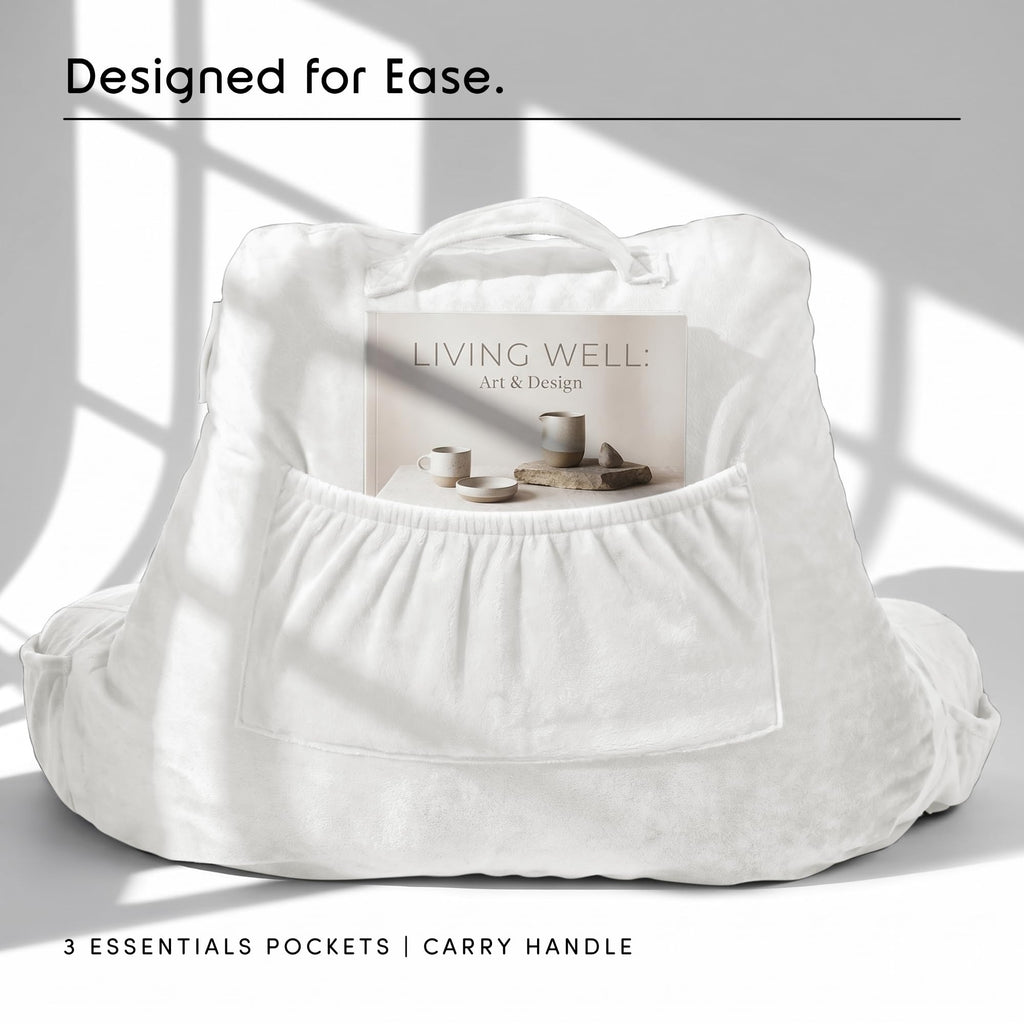 Reading Pillow for Bed, Back Pillow for Sitting Up in Bed, White
