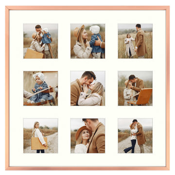 16x16 Rose Gold Aluminum Collage Frame for 4x4 Pictures 1 Pack
