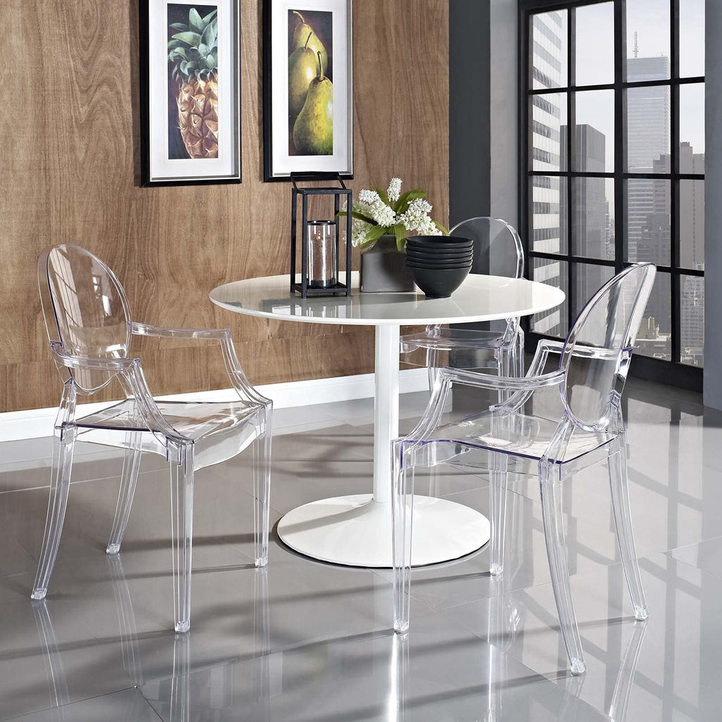 Casper Modern Acrylic Stacking Kitchen and Dining Room Arm Chair in Clear - Fully Assembled