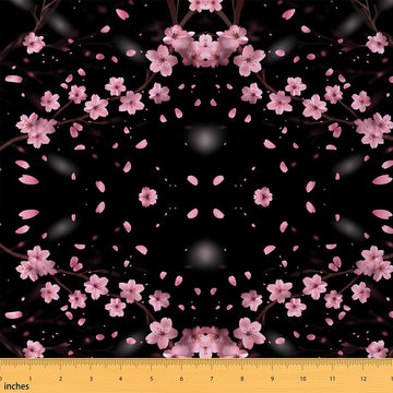 Cherry Blossoms Upholstery Fabric By The Yard, Japanese Style Decorative Fabric for Upholstery and Home DIY Projects