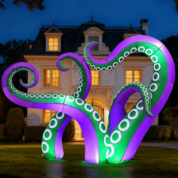 7.2 FT Long Inflatables Octopus Holiday Outdoor Decorations Blow Up Yard with Built-in LEDs for Vacation Garden Lawn