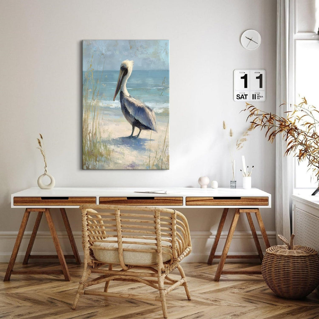 Watercolor Pelican Wall Art Decor Bohemian Bird Nature Landscape Poster Abstract Coastal Beach Wall Paintings Seaside
