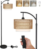 Arc Floor Lamp with 3 Color Temperatures, Farmhouse Floor Lamps with Remote & Dimmable Bulb