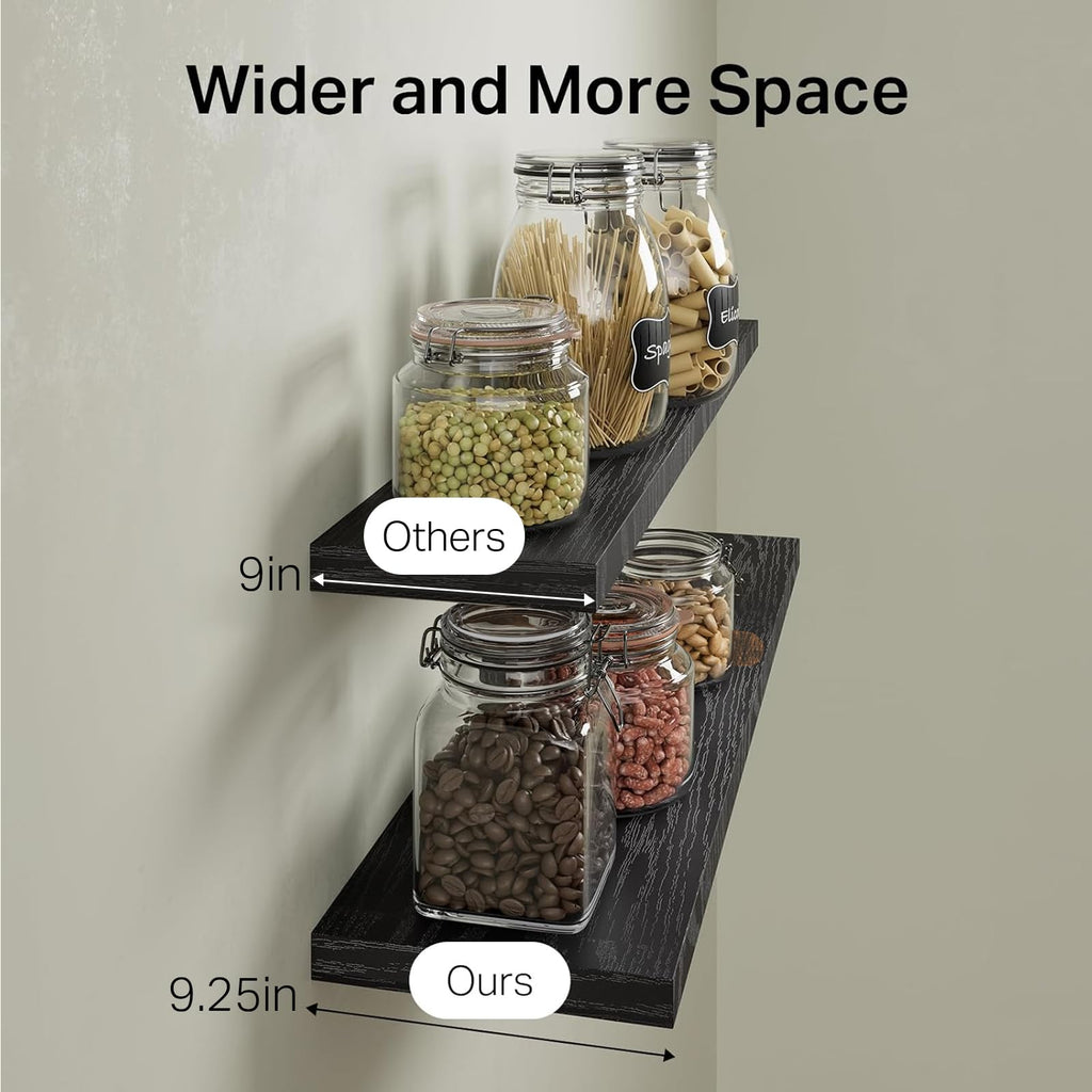 Black Floating Shelves 35.4in, Set of 3, Wall Mounted for Wall Decor