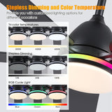 Ceiling Fans with Lights, 52 Inch Low Profile Ceiling Fan with Light and Remote Control,Reversible, RGB_3CCT, Dimmable, Quiet, Black Ceiling Fan for Bedroom Indoor/Outdoor Use A101-B0DTDB527S