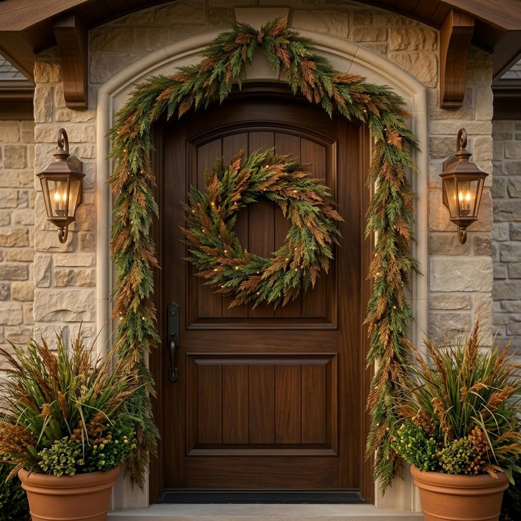 9ft Artificial Norfolk Pine Fall Garland for Mantle