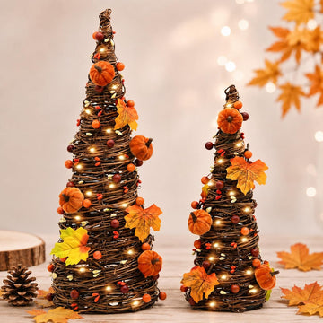Lighted Fall Table Tree Decor, Farmhouse Pumpkin Fall Decorations