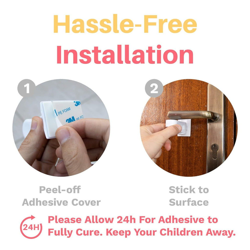 Child Proof Door Lever Lock, Baby Proofing Door Handle Lock, Minimalist Design, 3M Adhesive & No DrillingNeed, Child